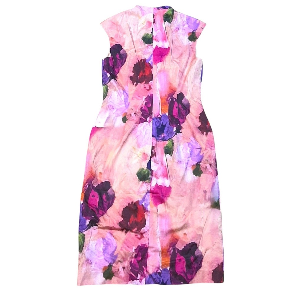 J. Peterman Pink Floral Midi Dress with Purple and Green Accents - Picture 6 of 9